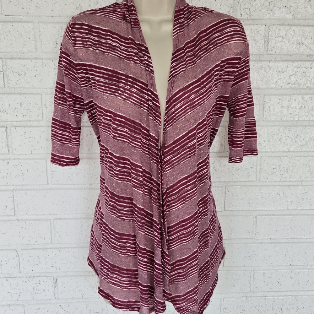 1161 New Recruit brand cardigan. Striped Open-Front Cardigan - Red and White